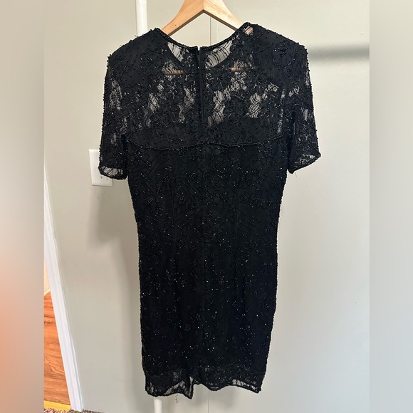 Stenay Vintage Black Beaded Shortsleeve Silk MIDI Dress size 8 - modern XS / S - Picture 5 of 7